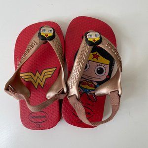 Havaianas Little Girl Wonder Woman Google Eyes Strap Flip Flop Sandal